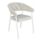 كرسي ألومنيوم قابل للتكديس مع وسادة حبل ومسند ظهر - Frescultura Viadurini