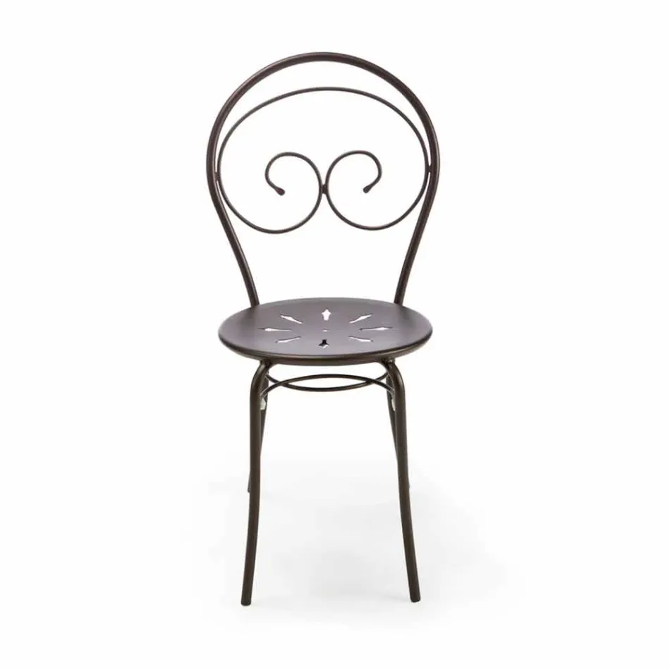 كرسي خارجي قابل للتكديس مصنوع من المعدن في إيطاليا، قطعتين - Authority Viadurini