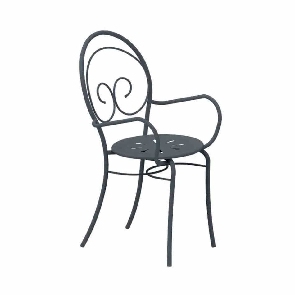 كرسي خارجي قابل للتكديس مصنوع من المعدن في إيطاليا، قطعتان - Authority Viadurini