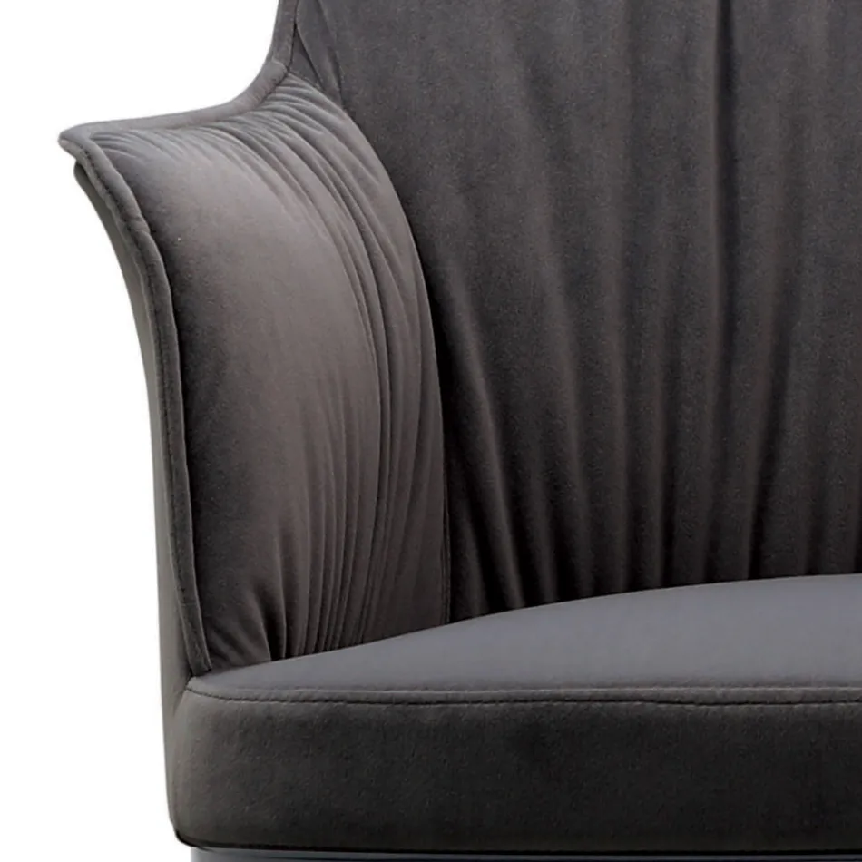 كرسي فولاذي بمقعد مغطى بالمخمل، صنع في إيطاليا - أريسا Viadurini