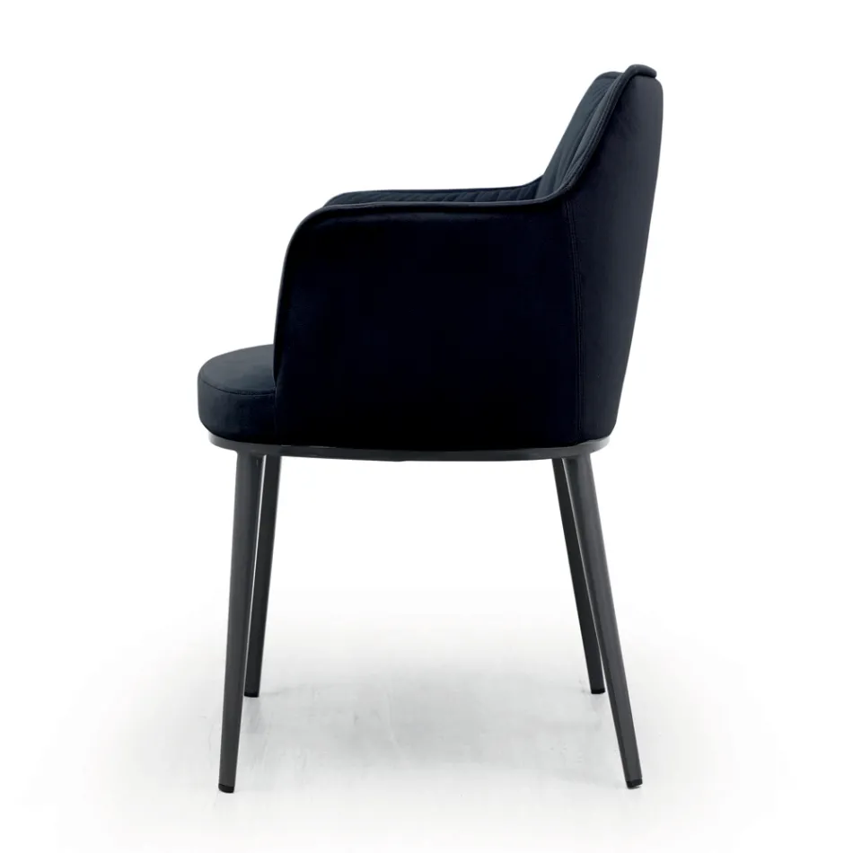 كرسي فولاذي بمقعد مغطى بالمخمل، صنع في إيطاليا - أريسا Viadurini