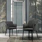 كرسي فولاذي بمقعد مغطى بالمخمل، صنع في إيطاليا - أريسا Viadurini