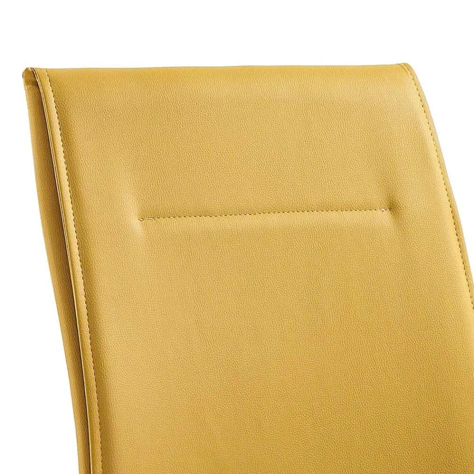 كرسي طعام من الجلد الصناعي بتصميم عصري أنيق - جرينجر Viadurini