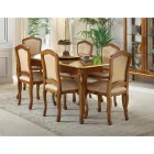 كرسي خشبي كلاسيكي بقماش فاخر مصنوع في إيطاليا - ماجستي Viadurini