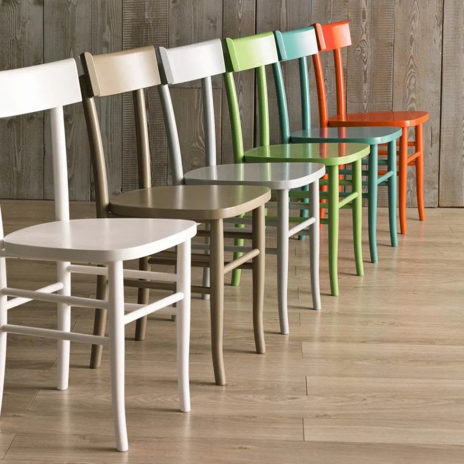 كرسي ستيلا بتصميم عصري من خشب الزان، مكون من أربع قطع Viadurini