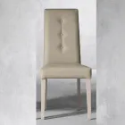 كرسي خشبي ومقعد من الجلد البيئي مع أزرار بتصميم إيطالي - ميرسيا Viadurini