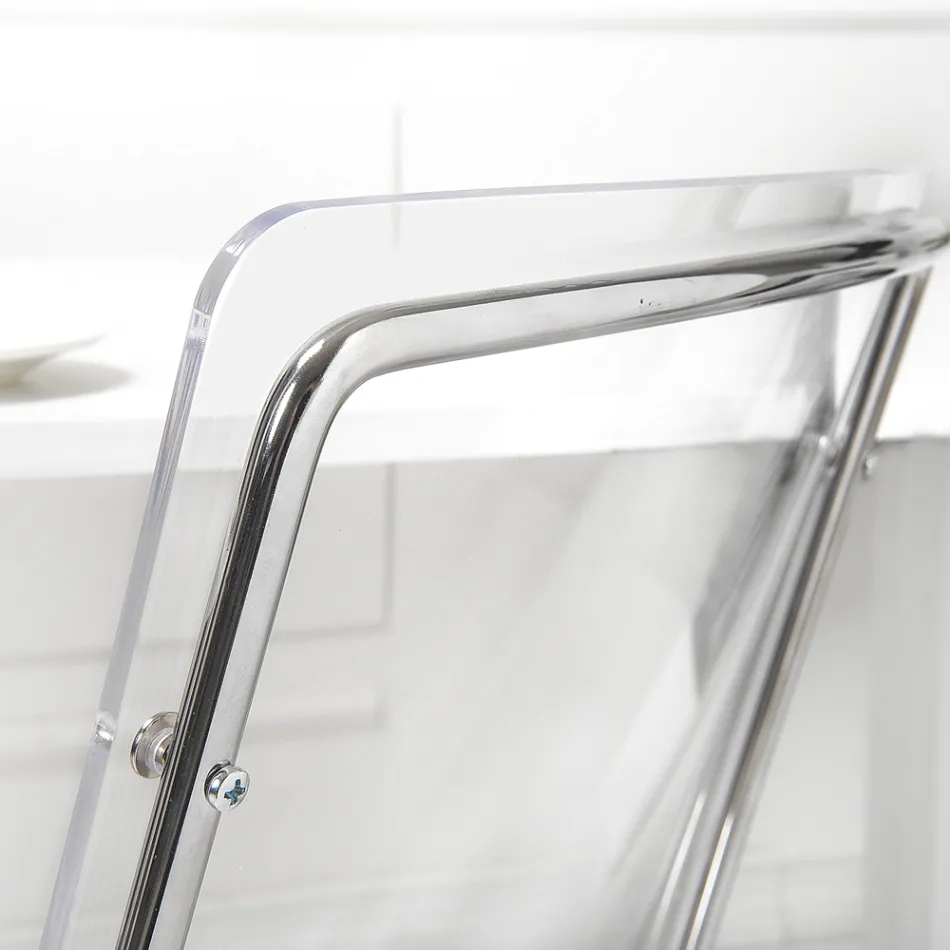 كرسي من زجاج شبكي شفاف وحديد صنع في إيطاليا، قطعتان - شارلوت Viadurini