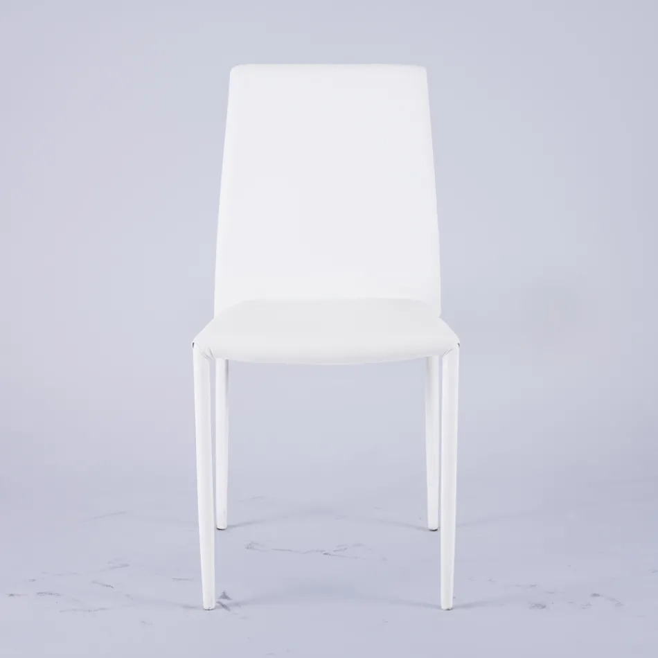 كرسي غرفة معيشة عصري مصنوع من الجلد البيئي والمعدن، صنع في إيطاليا - ريكا Viadurini