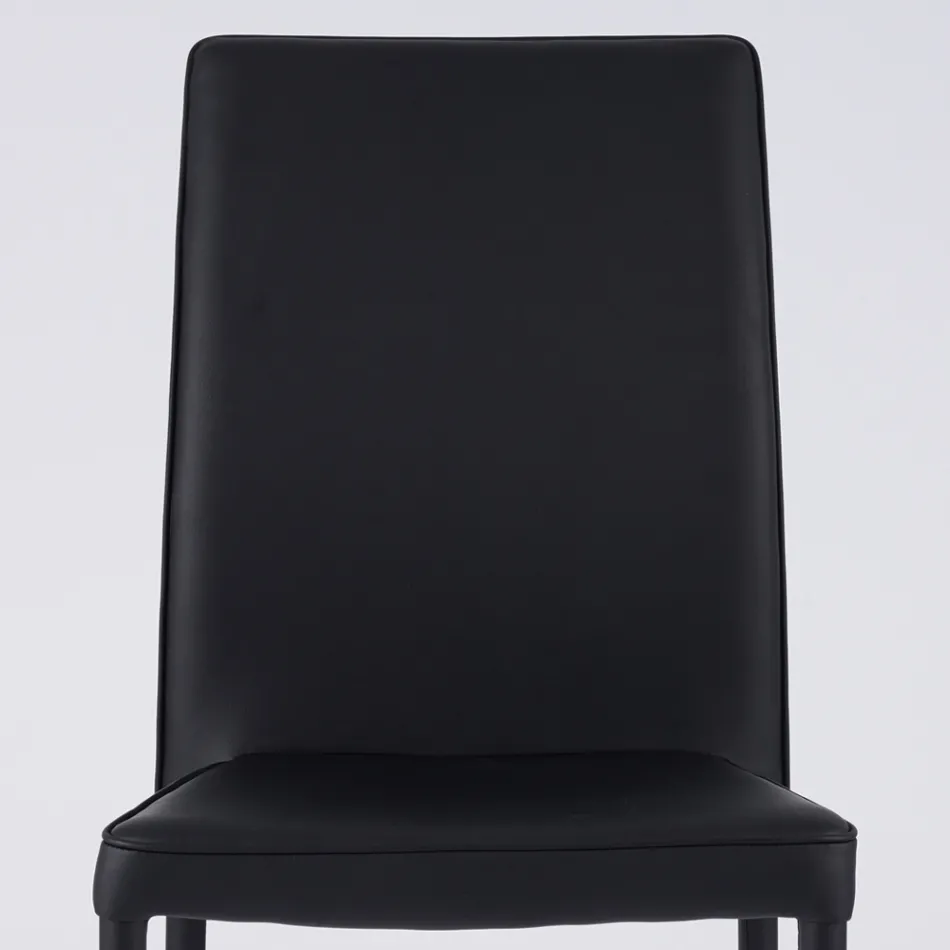 كرسي معيشة عصري مصنوع من الجلد البيئي والمعدن، صنع في إيطاليا - ميكايلا Viadurini