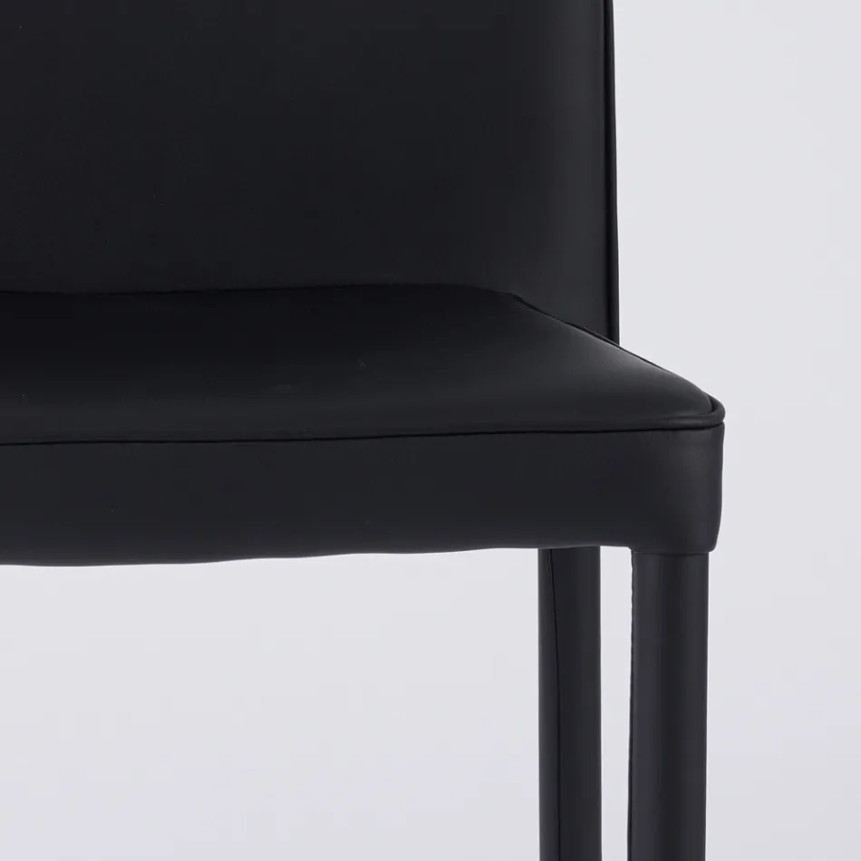 كرسي معيشة عصري مصنوع من الجلد البيئي والمعدن، صنع في إيطاليا - ميكايلا Viadurini