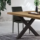 كرسي معيشة عصري مصنوع من الجلد البيئي والمعدن، صنع في إيطاليا - ميكايلا Viadurini