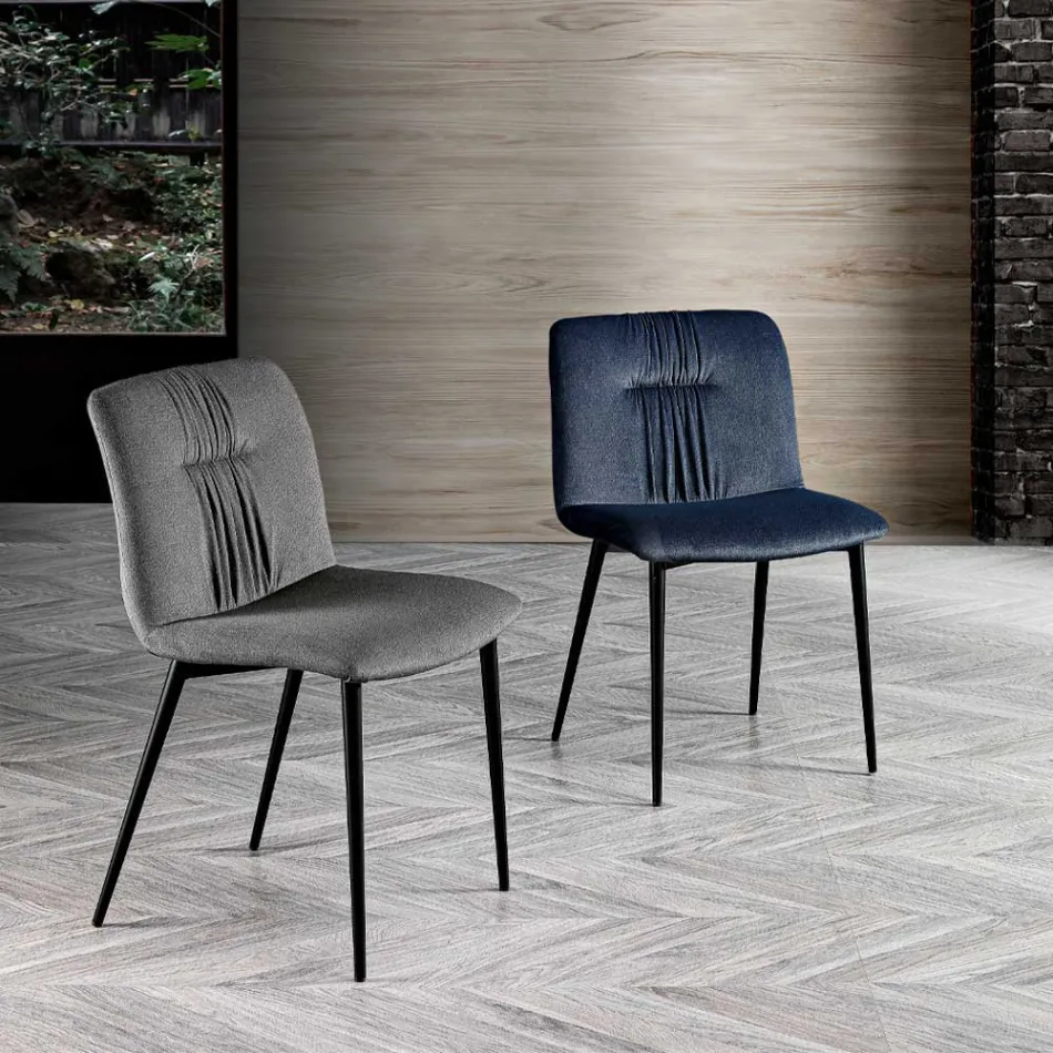 كرسي أحادي الهيكل من قماش ملون وتصميم معدني أسود - فلوريندا Viadurini