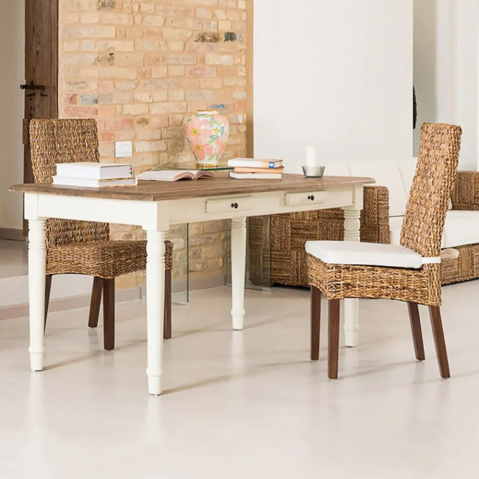 كرسي خارجي بنسيج الموز مع وسادة مقعد - سفاري Viadurini