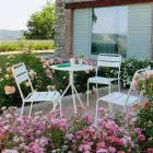 كرسي خارجي قابل للتكديس مطلي بالبودرة، صنع في إيطاليا، 4 قطع - أمينة Viadurini