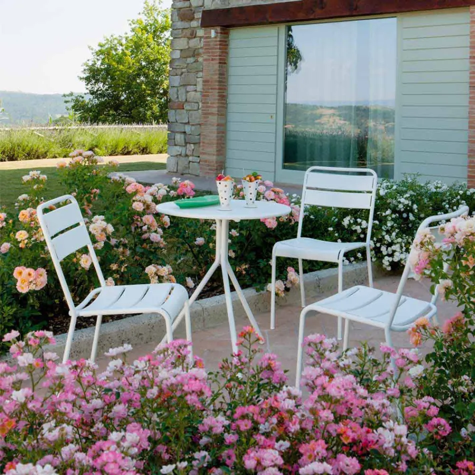 كرسي خارجي قابل للتكديس مطلي بالبودرة، صنع في إيطاليا، 4 قطع - أمينة Viadurini