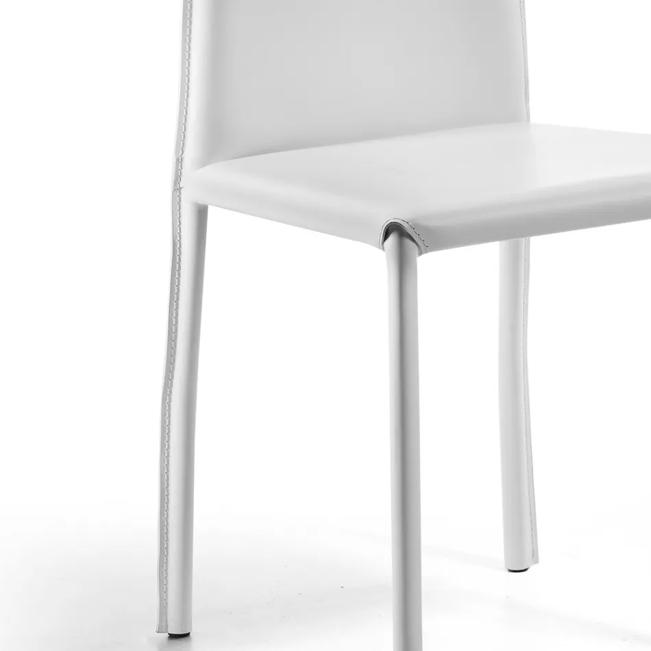 كرسي طعام مصمم مغطى بالجلد مصنوع في إيطاليا - سيسي Viadurini