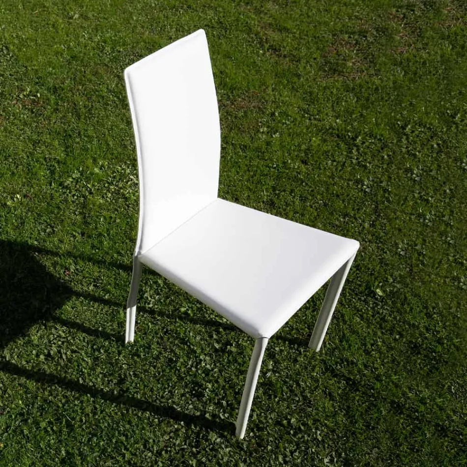 كرسي طعام مصمم مغطى بالجلد مصنوع في إيطاليا - سيسي Viadurini