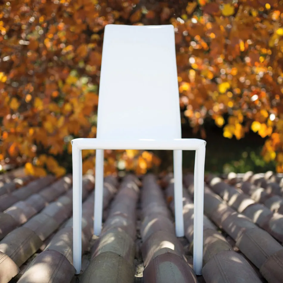 كرسي طعام مصمم مغطى بالجلد مصنوع في إيطاليا - سيسي Viadurini