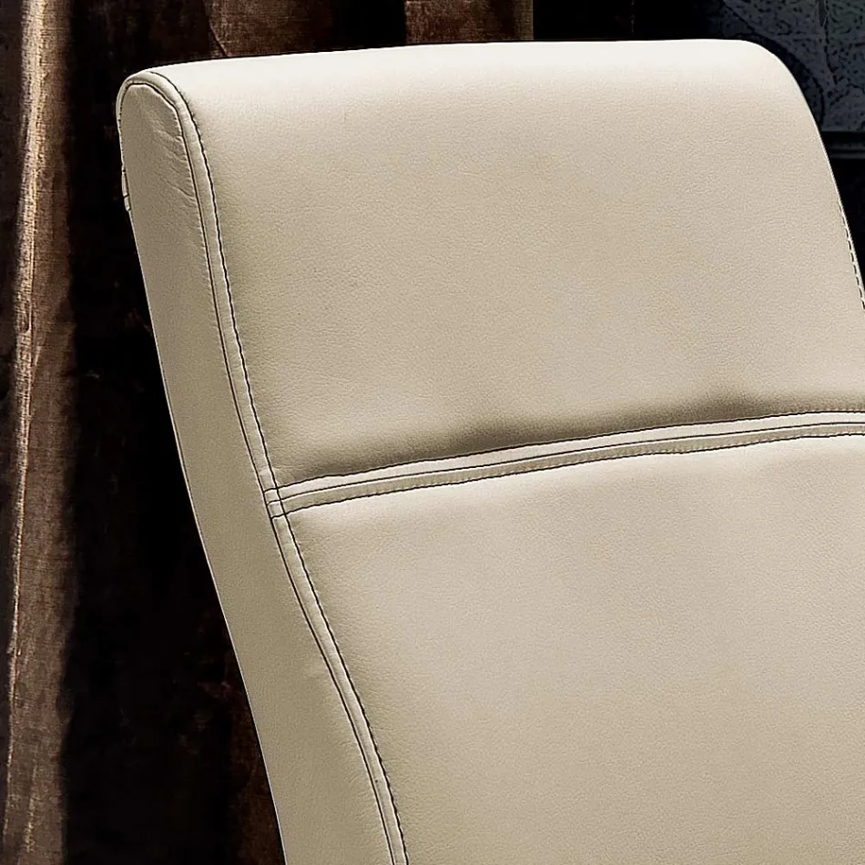 كرسي طعام عصري من الجلد البيئي، صنع في إيطاليا، لويجينا Viadurini