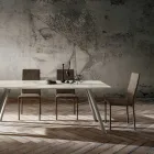 كرسي طعام مُنجّد بجلد صديق للبيئة، صنع في إيطاليا، قطعتان - بلجيكي Viadurini