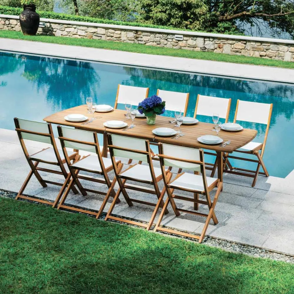 كرسي خارجي قابل للطي مصنوع من خشب الأكاسيا والمنسوجات - مثالي Viadurini