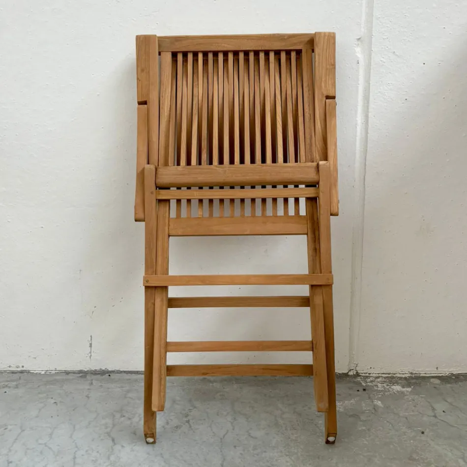 كرسي خارجي قابل للطي من خشب الساج مع مساند للذراعين - يجدراسيل Viadurini