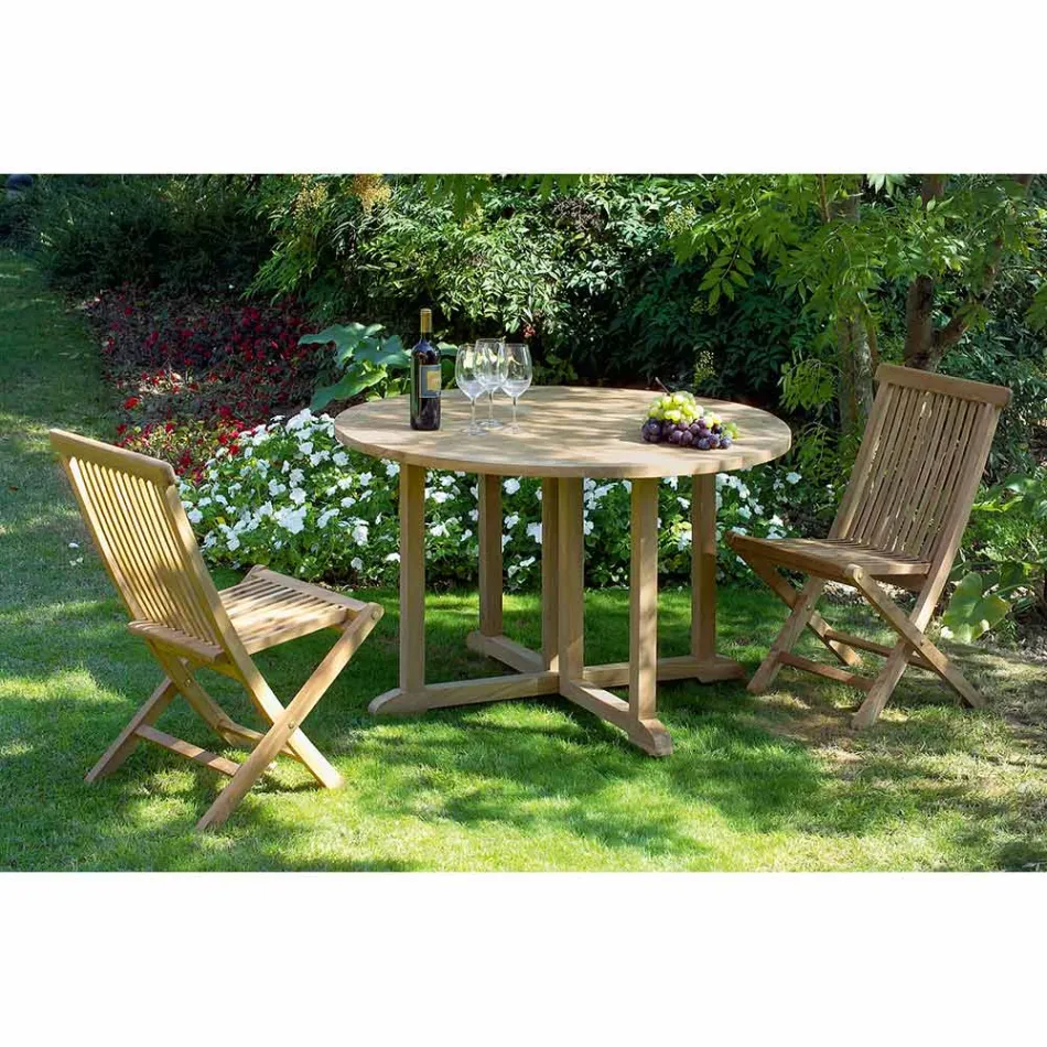 كرسي حديقة قابل للطي من خشب الساج الطبيعي - يجدراسيل Viadurini