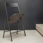 كرسي قابل للطي من المعدن وخشب البلوط، قطعتين، صنع في إيطاليا - روبرتا Viadurini