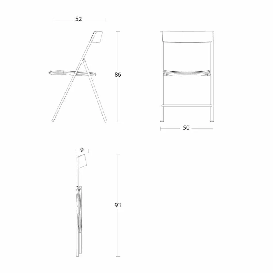 كرسي قابل للطي من المعدن وخشب البلوط، قطعتين، صنع في إيطاليا - روبرتا Viadurini