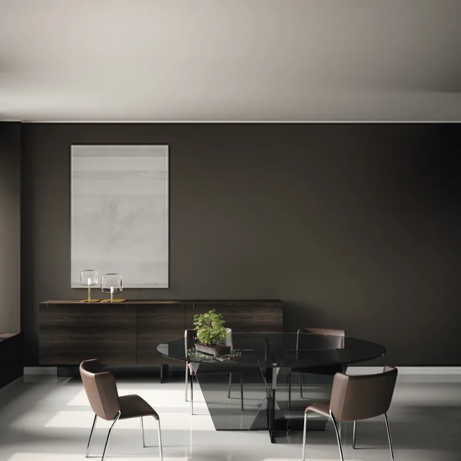 كرسي طعام بمقعد مغطى بالجلد، صنع في إيطاليا - جوليا Viadurini