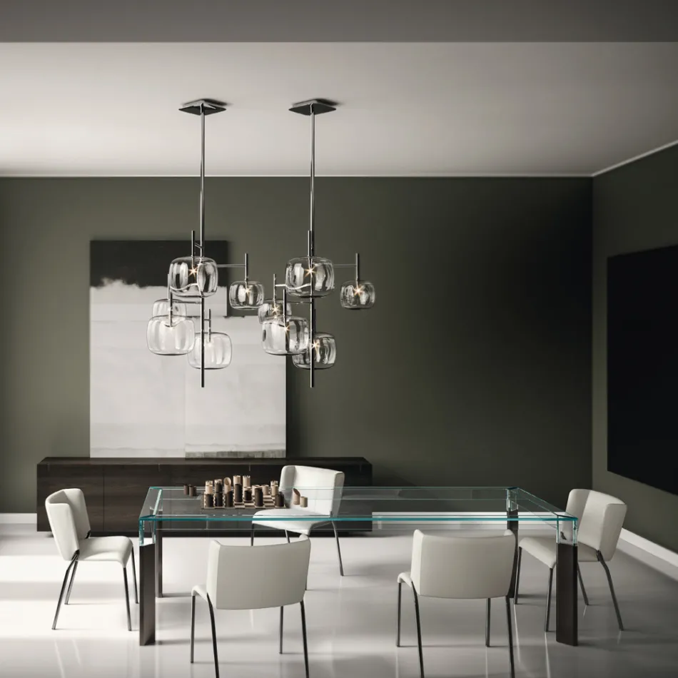 كرسي طعام بمقعد مغطى بالجلد، صنع في إيطاليا - جوليا Viadurini