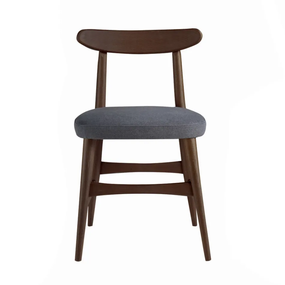 كرسي طعام مُنجّد من الخشب الصلب، صنع في إيطاليا - ساليكورنيا Viadurini