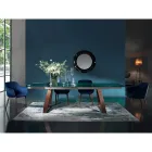 كرسي طعام من القماش والخشب، صنع في إيطاليا، 4 قطع - بارديلا Viadurini