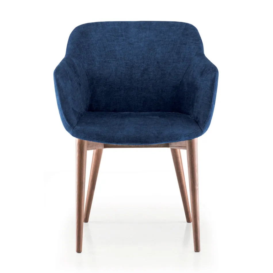 كرسي طعام من القماش والخشب، صنع في إيطاليا، 4 قطع - بارديلا Viadurini