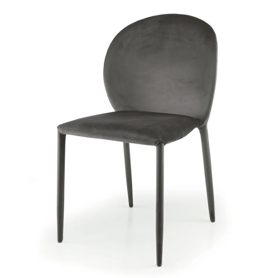 كرسي طعام منجد بالمخمل، صنع في إيطاليا، 4 قطع - فيكتوري Viadurini