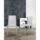 كرسي غرفة معيشة قابل للتكديس، مبطن ومُنجّد بجلد صديق للبيئة - مونامور Viadurini