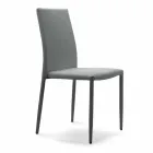 كرسي غرفة معيشة قابل للتكديس، مبطن ومُنجّد بجلد صديق للبيئة - مونامور Viadurini