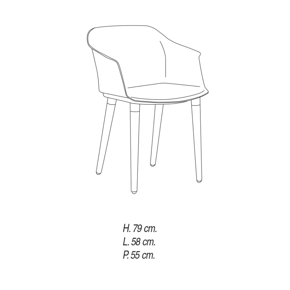 كرسي غرفة المعيشة مصنوع من الخشب والبولي بروبيلين، صنع في إيطاليا، 4 قطع - ماربيا Viadurini