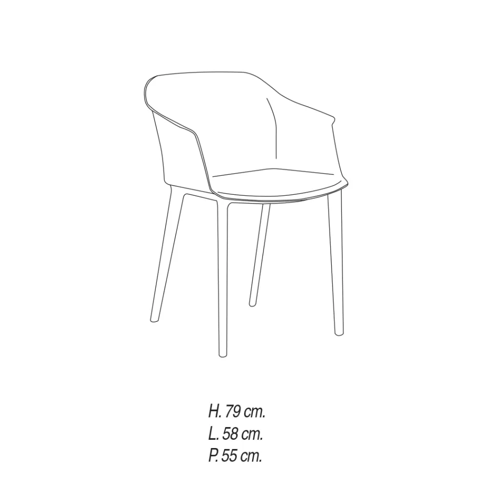 كرسي غرفة المعيشة من البولي بروبيلين الملون، صنع في إيطاليا، 4 قطع - ماربيا Viadurini
