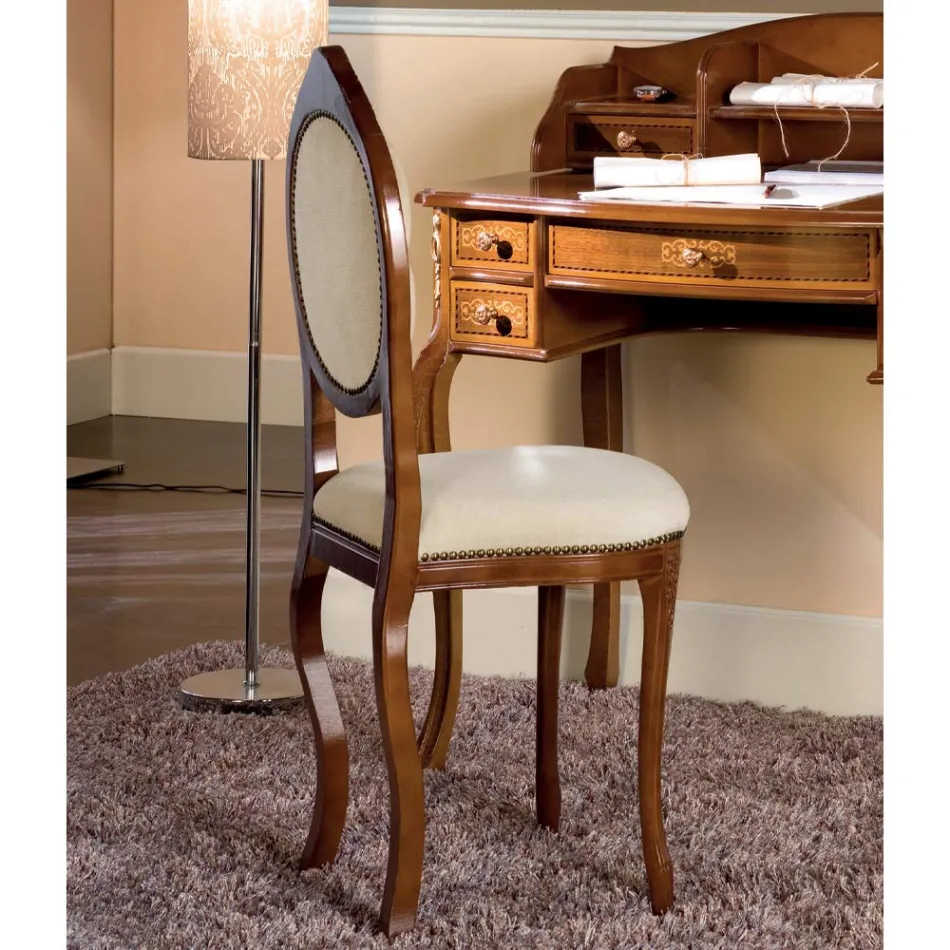 كرسي على الطراز الكلاسيكي من خشب الجوز المنجد المصنوع في إيطاليا - أنيق Viadurini