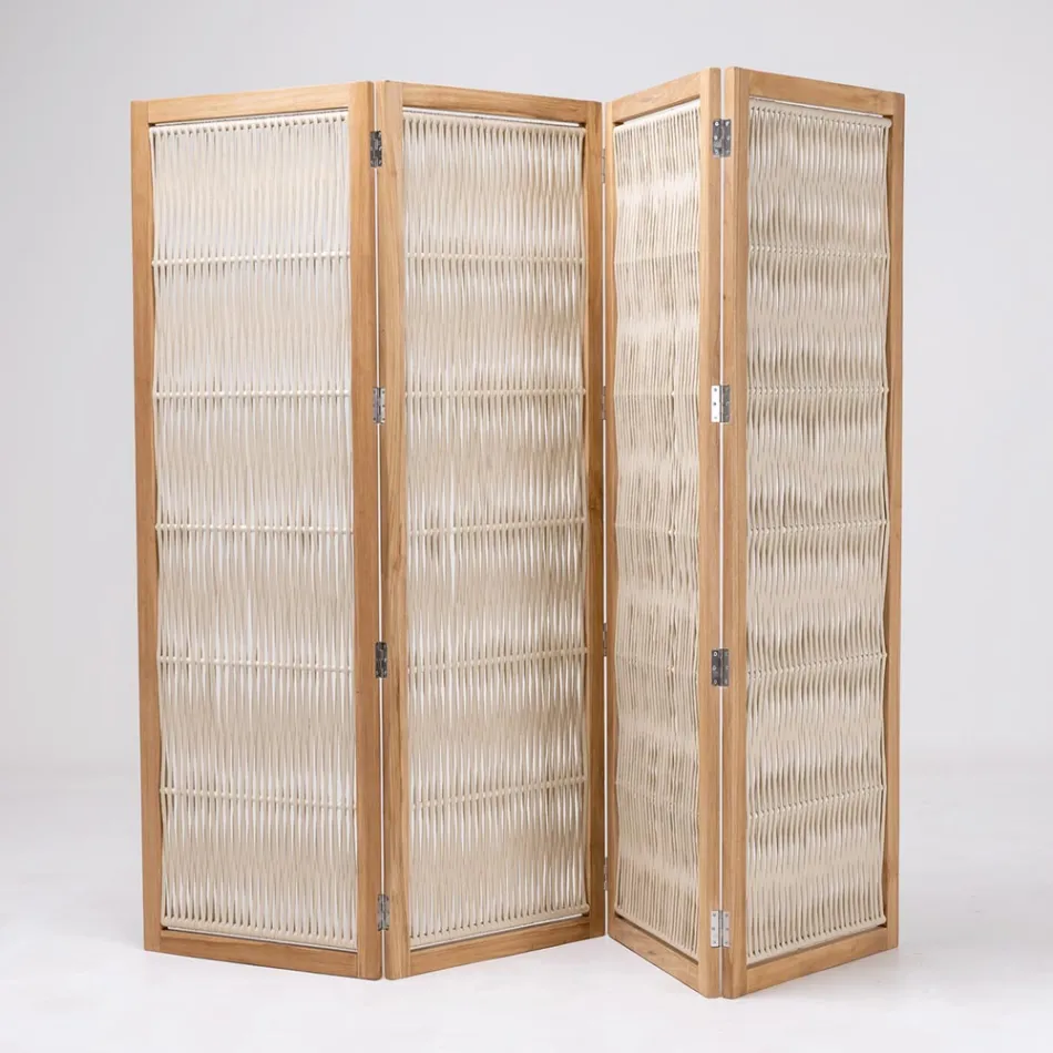 فاصل خارجي من خشب الساج والألمنيوم والحبال - رؤية Viadurini