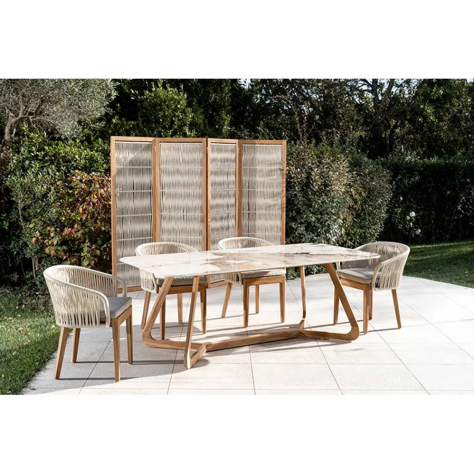 فاصل خارجي من خشب الساج والألمنيوم والحبال - رؤية Viadurini