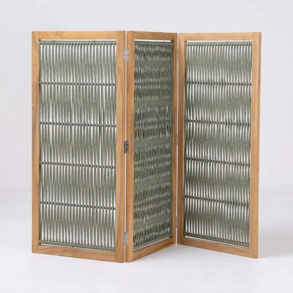 فاصل خارجي من خشب الساج والألمنيوم والحبال - رؤية Viadurini