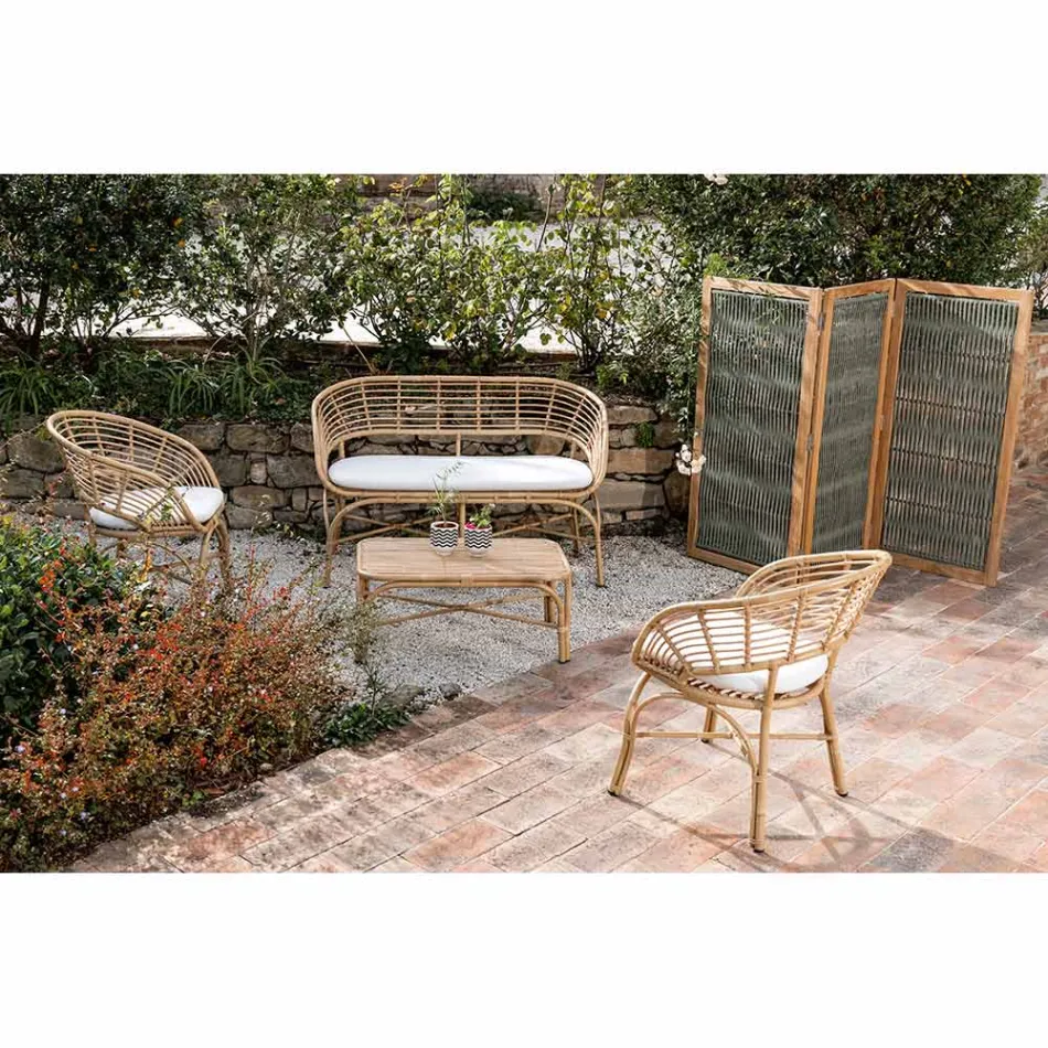 فاصل خارجي من خشب الساج والألمنيوم والحبال - رؤية Viadurini