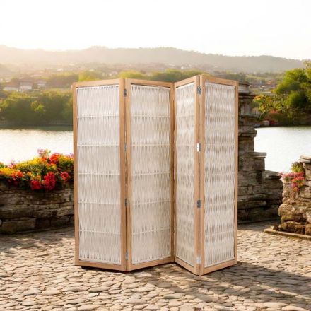 فاصل خارجي من خشب الساج والألمنيوم والحبال - رؤية Viadurini