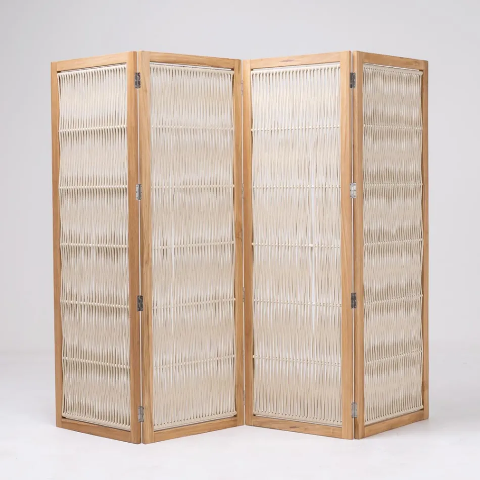 فاصل خارجي من خشب الساج والألمنيوم والحبال - رؤية Viadurini