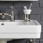 Bathroom set with white ceramic double console on Linear structure Viadurini