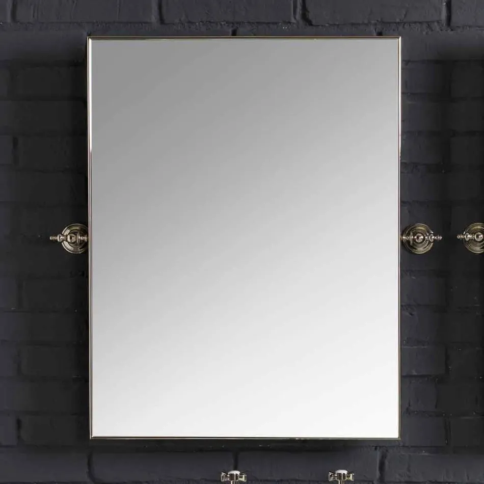 Bathroom set with white ceramic double console on Linear structure Viadurini