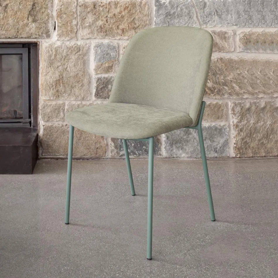 طقم من كرسيين لغرفة المعيشة مصنوعين من القماش والمعدن، صنع في إيطاليا - آيفي Viadurini