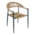 مجموعة من 4 كراسي بذراعين من الألومنيوم والخوص الملتوي - تافيرا Viadurini